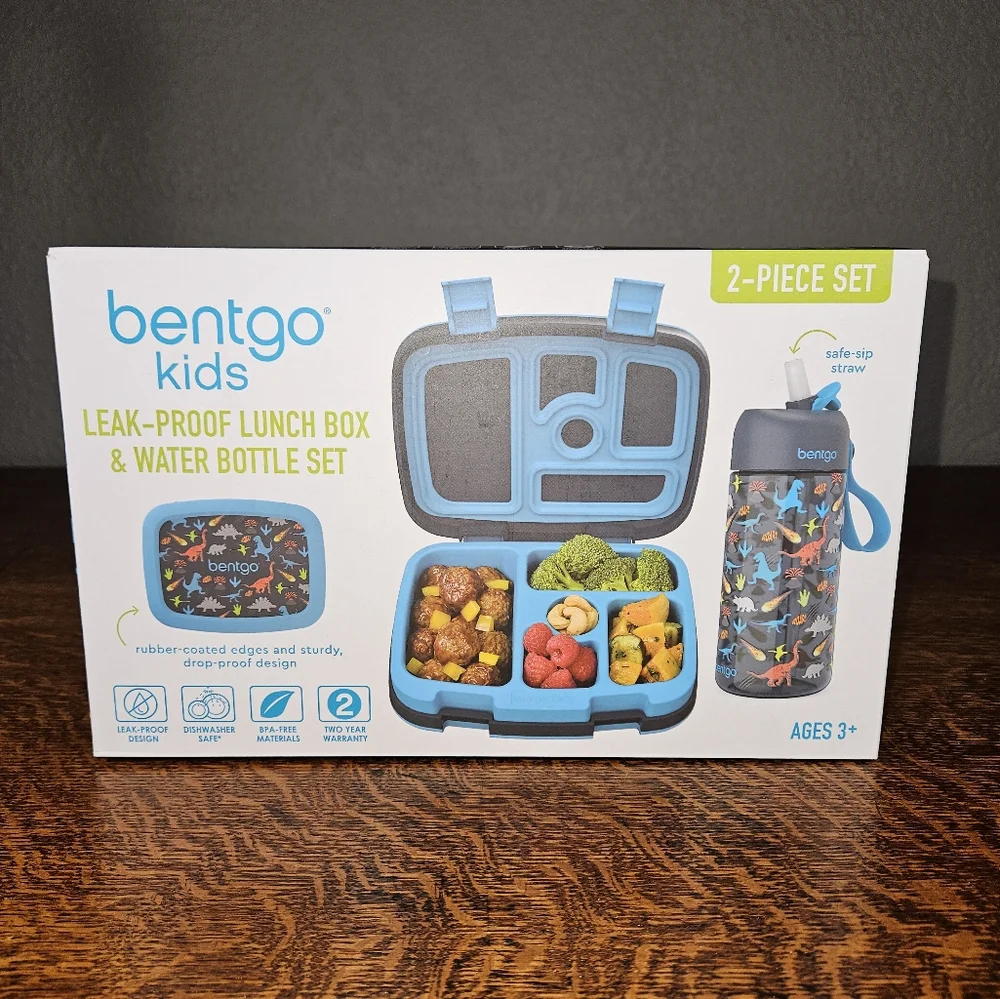 Bentgo Kids Lunch Box and Water Bottle Set Dinosaur Print NIB - Picture 6 of 7
